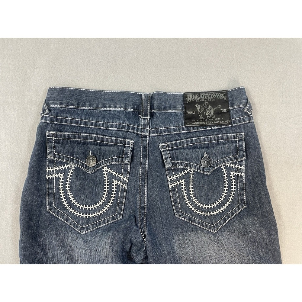 True Religion Mens Thick Stitch Denim Straight Jeans Size 34
